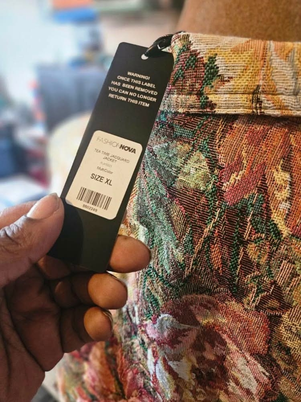 Fashion Nova Floral Woven Tapestry Cropped Jacket NWT XL - Picture 4 of 7
